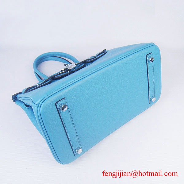 Hermes Birkin 30cm Togo Leather Bag Light Blue 6088